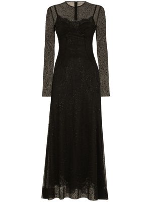 Dolce & Gabbana robe longue strassée à coupe évasée - Noir