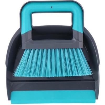 Alpina stoffer en blik 19x21.5 cm blauw/grijs