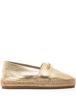 Moschino logo-lettering metallic leather espadrilles - Or