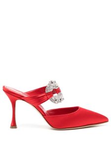 Manolo Blahnik mules Maidugura 90 mm ornées de cristaux - Rouge