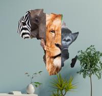 Tienerkamer muursticker Afrikaanse dieren - thumbnail