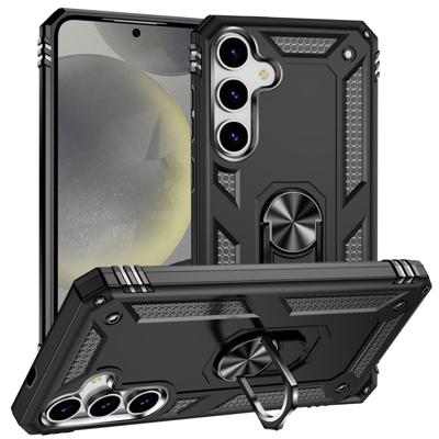 Lunso Samsung Galaxy S25 Plus hoesje - Armor backcover met ringhouder - Zwart