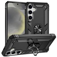 Lunso Samsung Galaxy S25 Plus hoesje - Armor backcover met ringhouder - Zwart