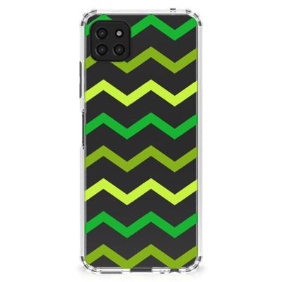 Samsung Galaxy A22 5G Doorzichtige Silicone Hoesje Zigzag Groen Samsung Galaxy A22 5G Doorzichtige Silicone Hoesje Zigzag Groen