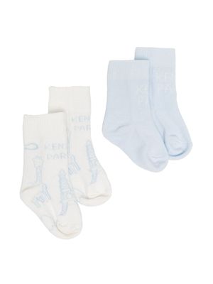 Kenzo Kids lot de deux paires de chaussettes à logo imprimé - Bleu