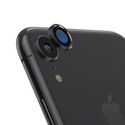 Titanium legering metalen camera lens beschermer gehard glas film voor iPhone XR (zwart)