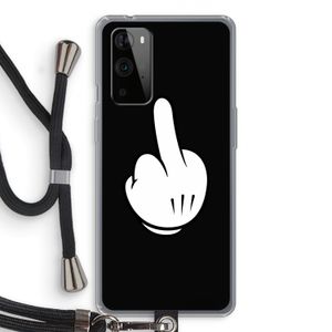 Middle finger black: OnePlus 9 Pro Transparant Hoesje met koord