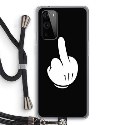 Middle finger black: OnePlus 9 Pro Transparant Hoesje met koord