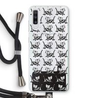 Zwarte poes: Samsung Galaxy A70 Transparant Hoesje met koord
