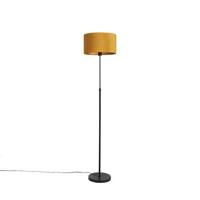 QAZQA Vloerlamp zwart met velours kap okergele met goud 35 cm - Parte - thumbnail