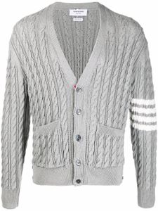 Thom Browne cardigan en maille torsadée à 4 bandes signature - Gris