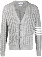 Thom Browne cardigan en maille torsadée à 4 bandes signature - Gris - thumbnail