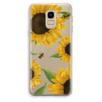 Sunflower and bees: Samsung Galaxy J6 (2018) Transparant Hoesje