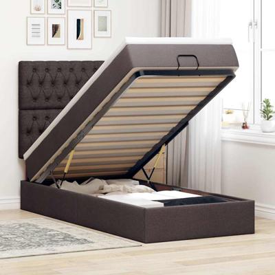 Bed met matras 100x200 cm stof donkerbruin