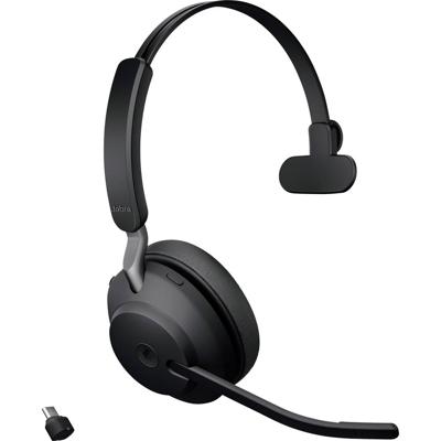 Jabra Evolve2 65 monaural On Ear headset Bluetooth Stereo Zwart Volumeregeling, Indicator voor batterijstatus, Microfoon uitschakelbaar (mute) Telefoon