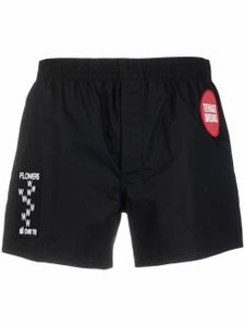 Raf Simons short de bain à détail de patch - Noir