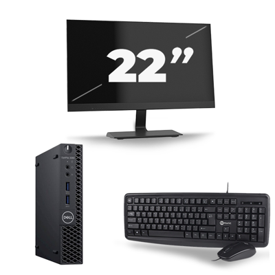 Dell Optiplex 3060 Micro USFF - Intel Core i7-8e Generatie - 16GB RAM - 256GB SSD - Windows 11 + 1x 22 inch Monitor