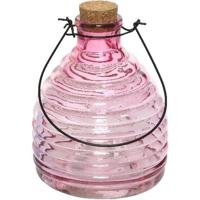 Wespenvanger/wespenval - transparant roze - 17 cm - glas - Insectenvangers/insectenvallen - Insecte   -