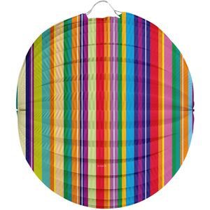 Folat Lampion strepen - 22 cm - multi kleuren - papier   -