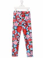 MSGM Kids legging à fleurs - Marron