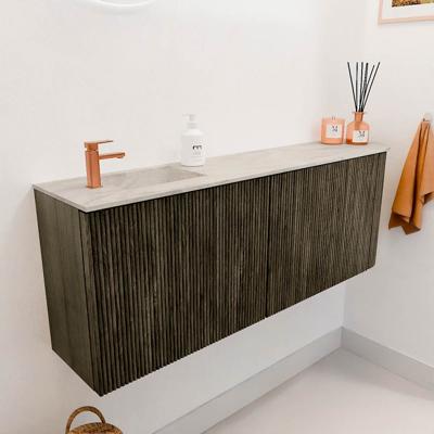 Toiletmeubel Mondiaz Joya Dlux | 111.6 cm | Meubelkleur Shadow | Faye wastafel Ostra Wasbak Links | 1 kraangat