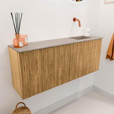 Toiletmeubel Mondiaz Joya Dlux | 100 cm | Meubelkleur Oak | Faye wastafel Saba Wasbak Rechts | Zonder kraangat(en)