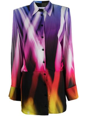 The Attico robe-chemise à imprimé abstrait - Violet