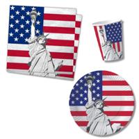 USA Tafeldecoratie - 20x personen - Amerika thema versiering - bordjes - bekers - servetten