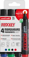 Uni-ball permanent marker Prockey PM-126, schuine punt, large, etui van 4 stuks