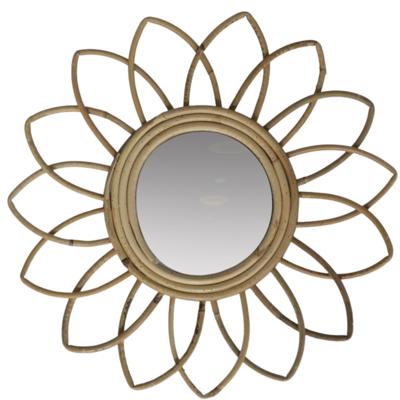 Rotan wandspiegel natuurlijk - sun - rotan - 35x4 cm - bohemian spiegel
