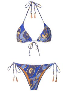 Lygia & Nanny bikini à imprimé graphique - Bleu