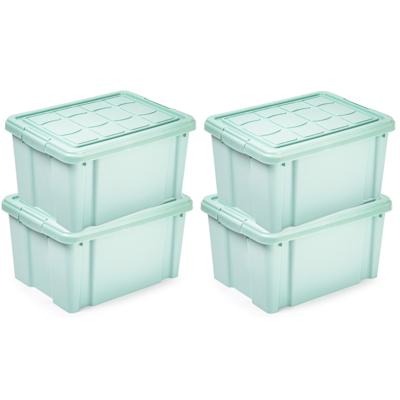 Multi Storage Opslagbox met deksel - 4x - mintgroen - 16 liter - 40 x 30 x 21 cm - kunststof