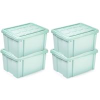 Multi Storage Opslagbox met deksel - 4x - mintgroen - 16 liter - 40 x 30 x 21 cm - kunststof