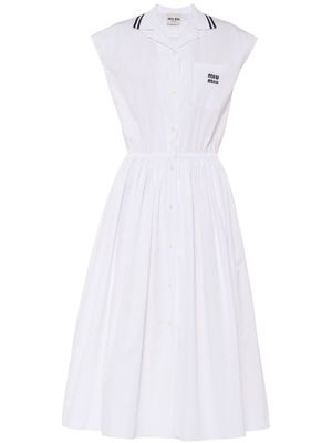 Miu Miu robe en popeline à coupe mi-longue - Blanc