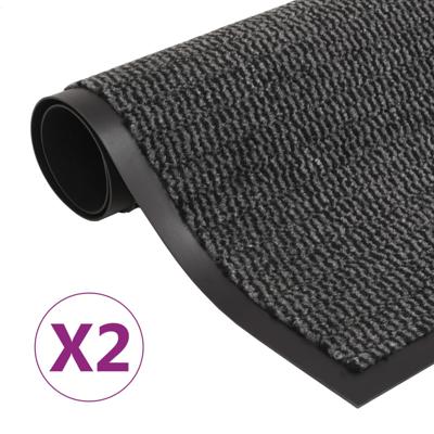 Droogloopmatten 2 st rechthoekig getuft 90x150 cm antraciet