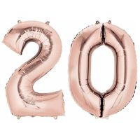Feestartikelen rose gouden folie ballonnen 20 jaar decoratie - thumbnail