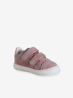 Leren babysneakers met klittenband roze (poederkleur)