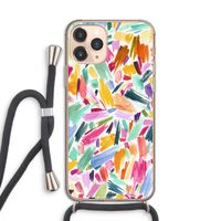 Watercolor Brushstrokes: iPhone 11 Pro Transparant Hoesje met koord Watercolor Brushstrokes: iPhone 11 Pro Transparant Hoesje met koord