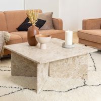 Bendt Vierkante Salontafel 'Shaunika' Marmer, 90 x 90cm, kleur lattebruin