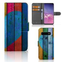 Samsung Galaxy S10 | Book Style Case | Wood Heart - Cadeau voor je Vriend