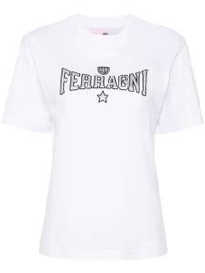 Chiara Ferragni t-shirt pailleté à logo imprimé - Blanc