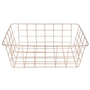 Metalen opslag kledingkast/keuken mandjes rose goud 38 x 28 x 14 cm