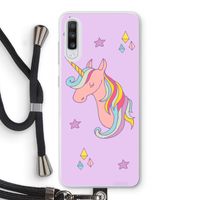 Roze eenhoorn: Samsung Galaxy A70 Transparant Hoesje met koord