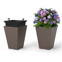 2x Plantenbak met Binnenpot Bloempotten met Afwateringsgaten Weerbestendig Bruin