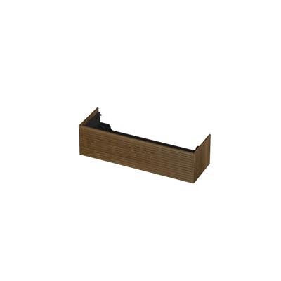 INK - Onderkast 1 Lade Push 2 Open Horizontaal Gefreesd Bestaande Uit - 1400x450x376 Mm - Massief Eiken Ash Grey