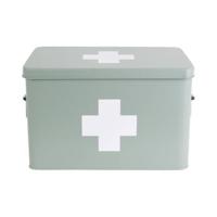 present time - Medicine storage box large metal matt grayed jade