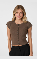 Neo Noir Todda Knit Tee | brown melange