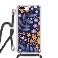 Flowers with blue leaves: iPhone 8 Plus Transparant Hoesje met koord