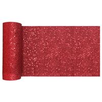 Tafelloper op rol - rood glitter - smal 18 x 500 cm - polyester