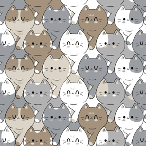 Katten illustratie behang kinderkamer